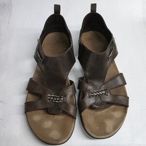 Merrell Flaxen Espresso Slip-on Leather Sandals Women's Size 9 Gladiator GUC